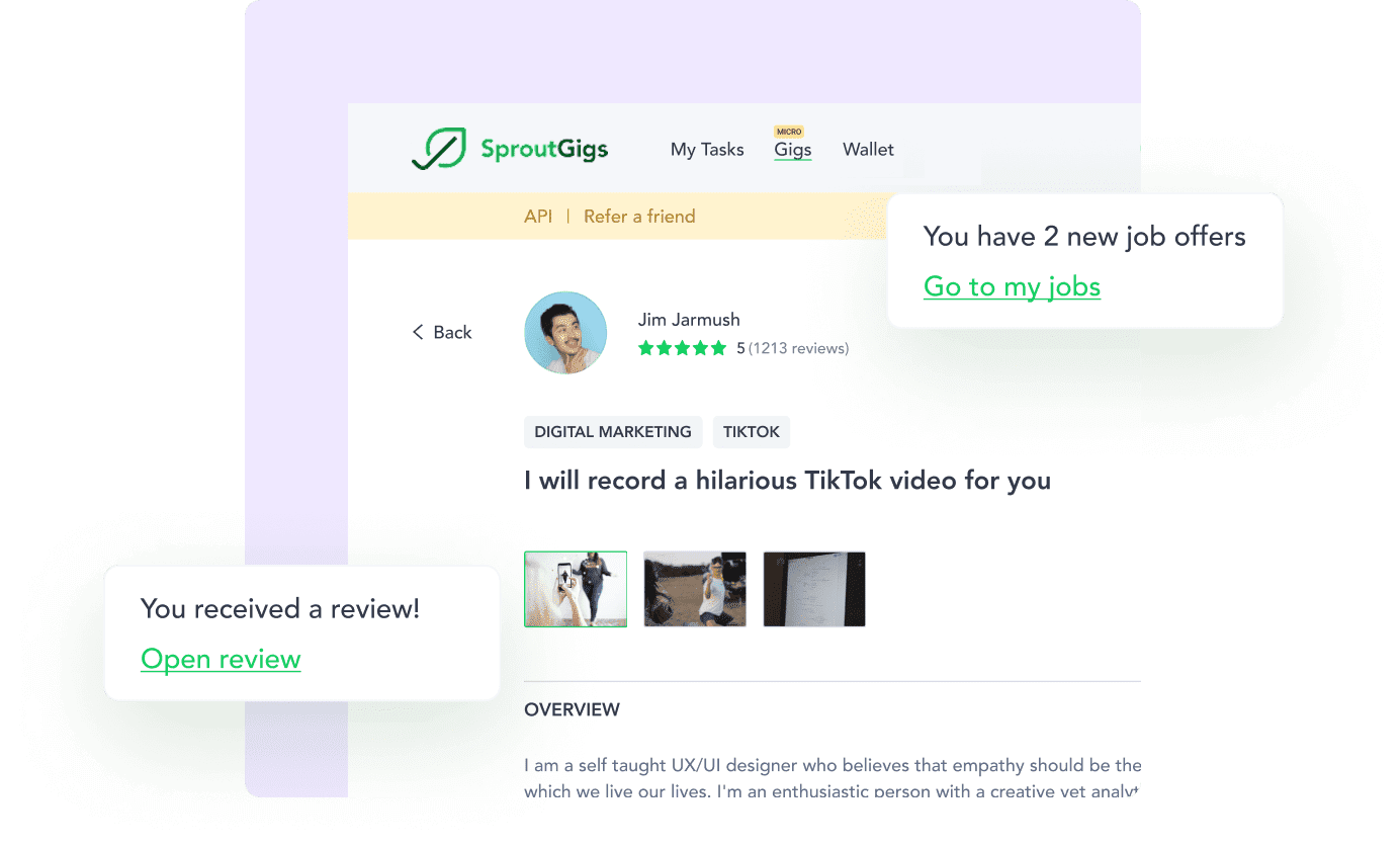 Gigs dashboard preview